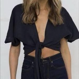 SIR the Label black linen top